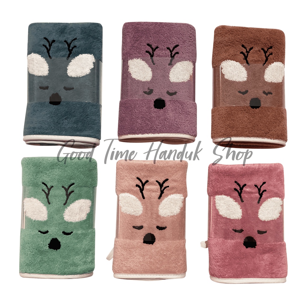 Handuk Muka / Handuk Leher / Handuk Olahraga Uk. 35x75cm Motif Kelinci / Rusa Microfiber Towel Lembut Serap Air Quick Dry Souvenir