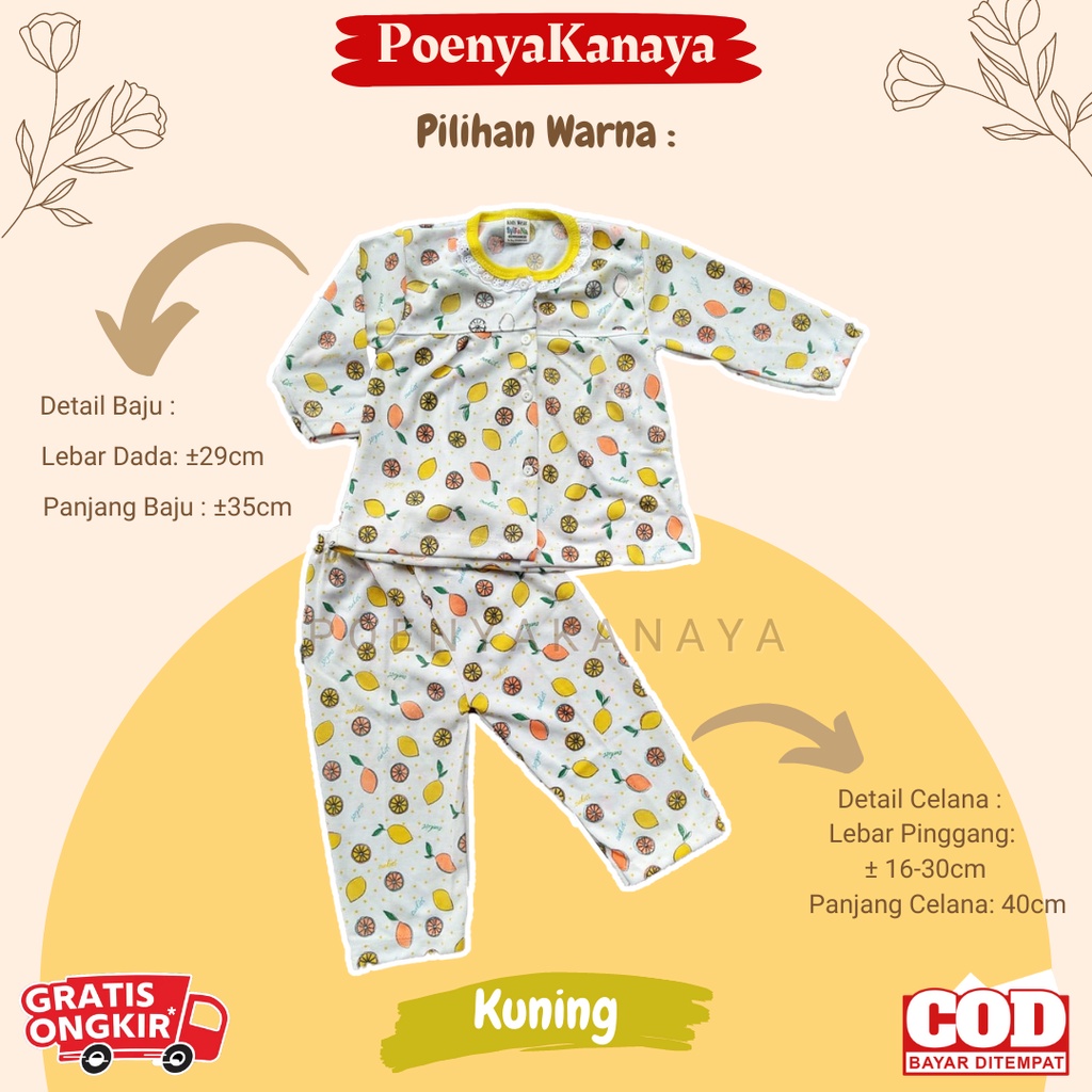 Setelan Baju Bayi Piyama Bayi Panjang Perempuan LEMON Syifana Size 6-18 Bln SPY105