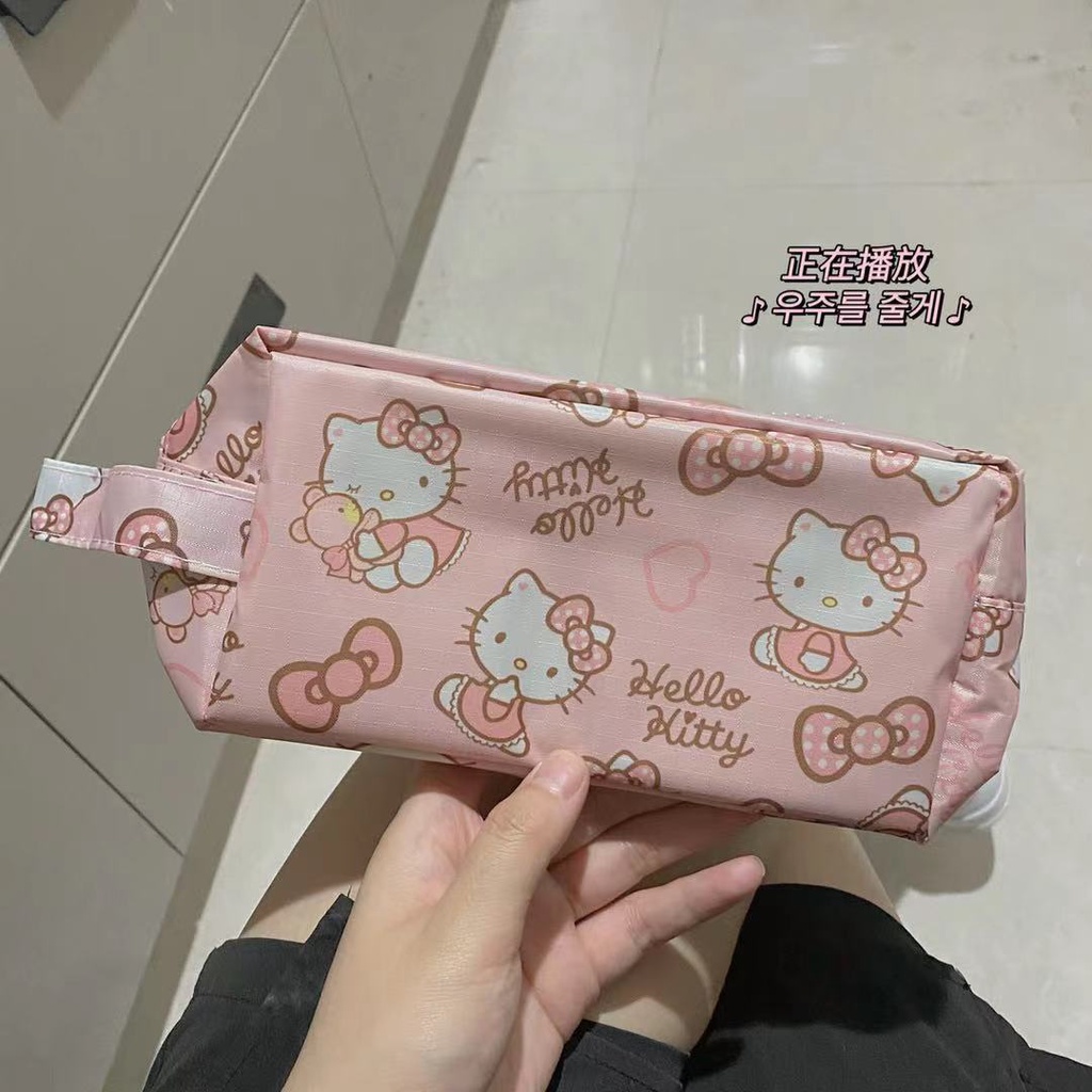 Sera Kotak pensil Sanrio baru kapasitas besar gadis imut hati nilai tinggi siswa portabel tas penyimpanan kosmetik portabel