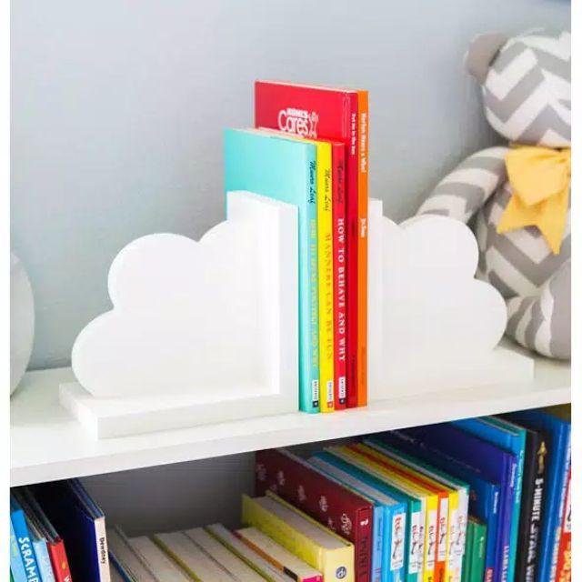 Cloud Bookend Pembatas Buku Rak Buku Penahan Buku Ambalan Floating Shelves Dekorasi Hiasan Kamar