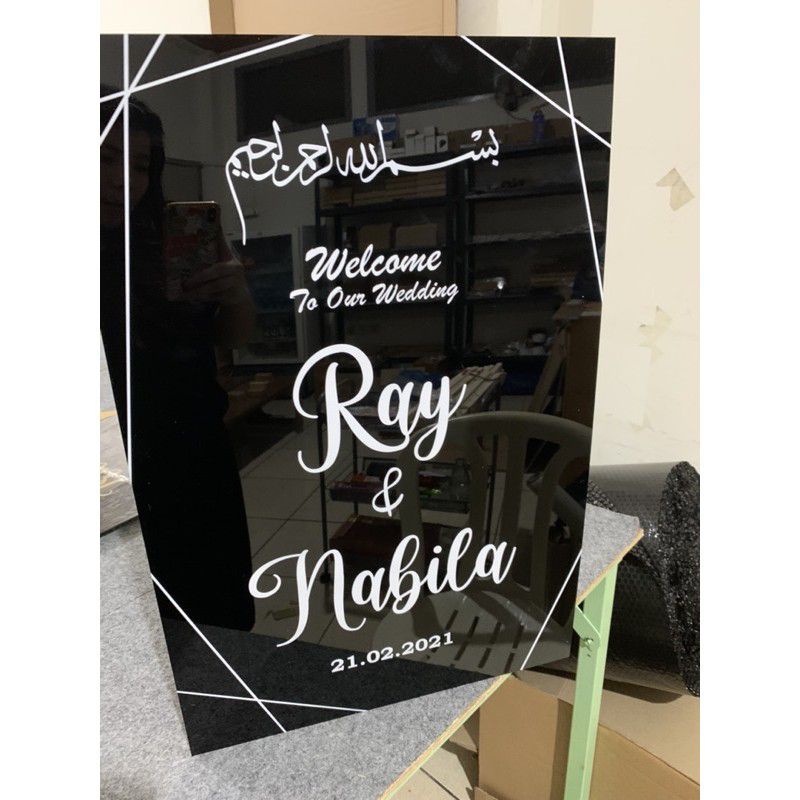 Wedding Sign /Dekorasi Lamaran/ Dekorasi  Pernikahan/ Akrilik Sign Hitam/  Welcome Sign