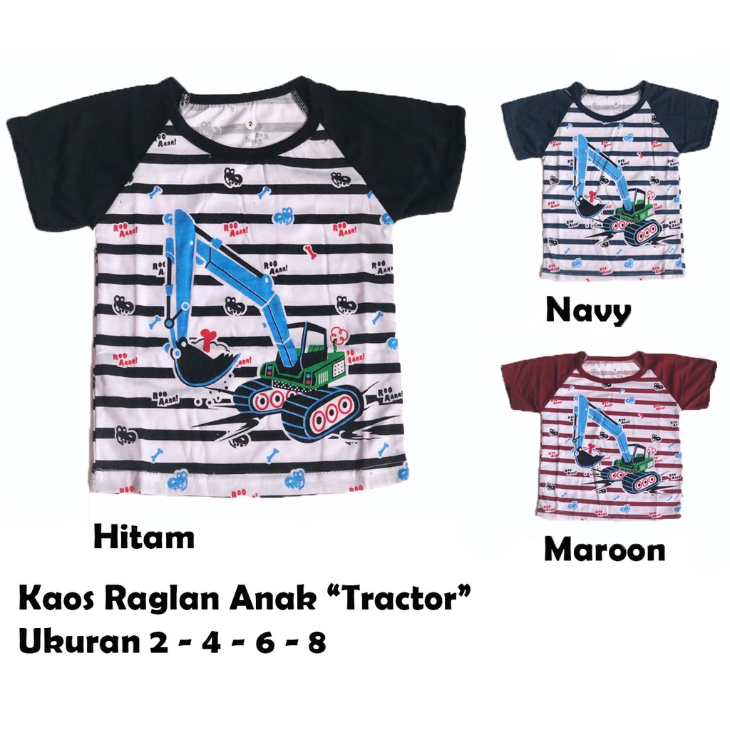 Kaos Raglan Anak Fullprint Traktor Lengan Pendek