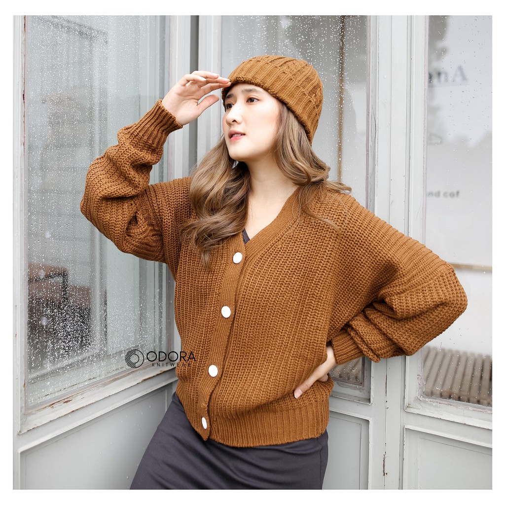 Cardigan rajut premium (Carra)-Gingerbread