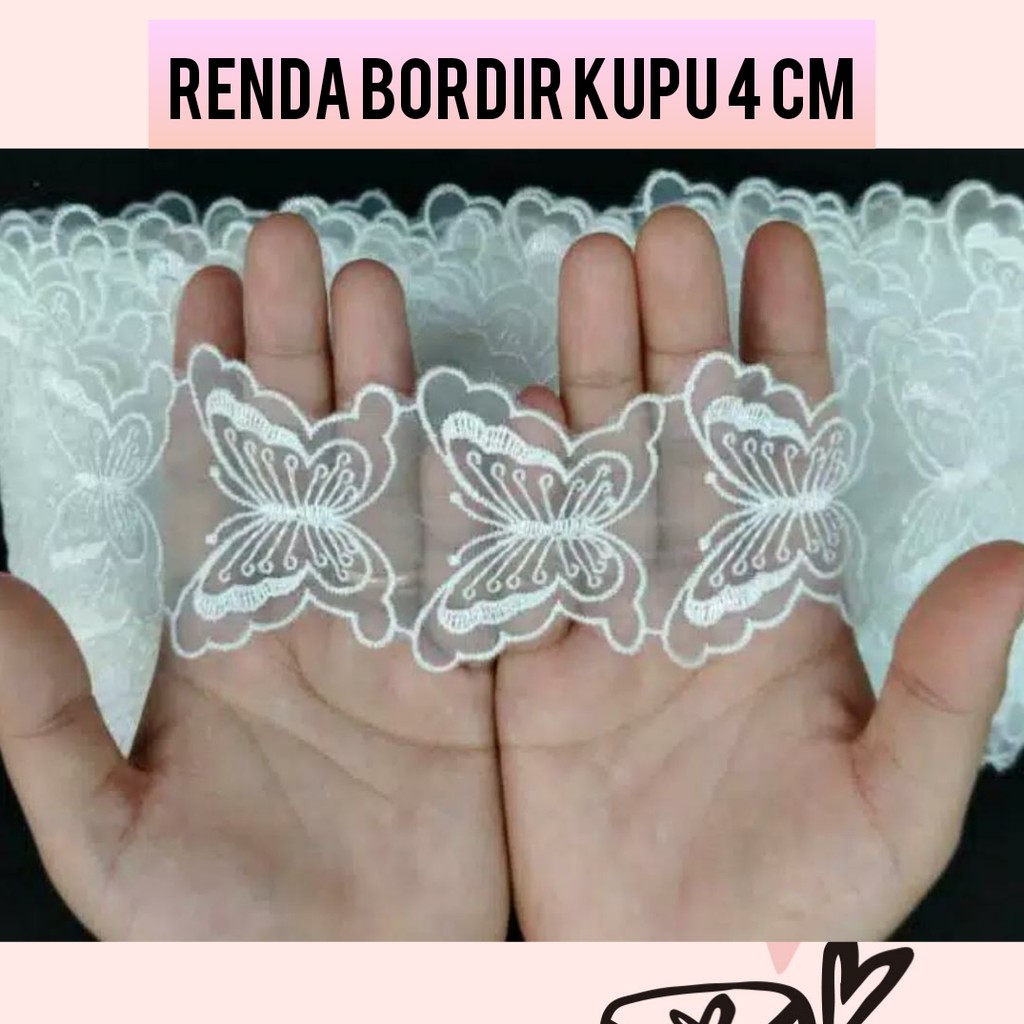 1 BUAH - 4 CM RENDA GIPER | RENDA BORDIR KUPU KUPU