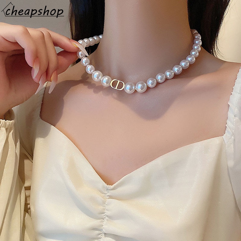 IFYOU Kalung Choker Rantai Mutiara Besar Gaya Korea Untuk Wanita