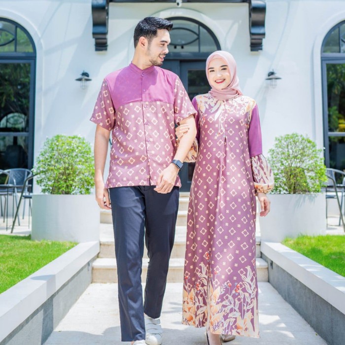 baju couple pasangan terbaru family set raya fashion muslim - Ungu
