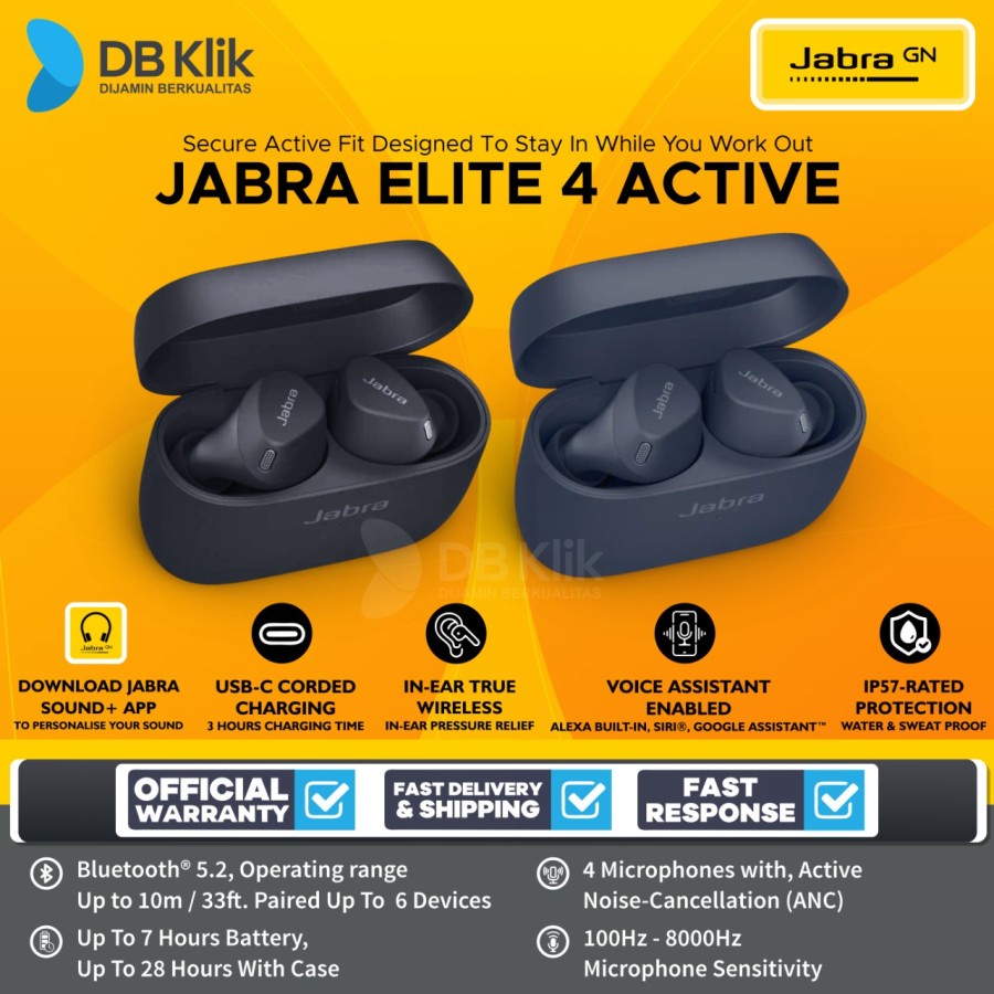 TWS JABRA Elite 4 Active True Wireless Earbuds - JABRA Elite 4 Active