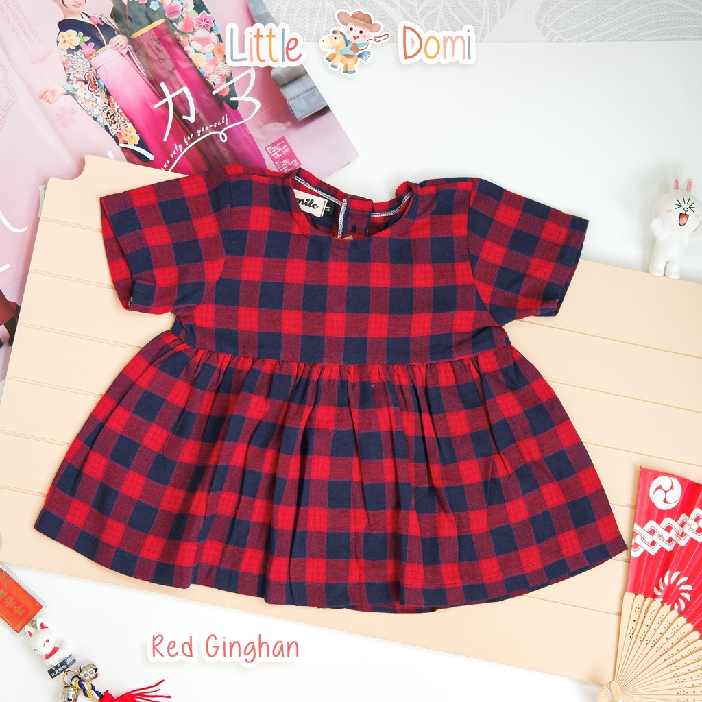 Red Ginghan Blouse ( Girl ) - Kemeja Atasan Anak Perempuan - Little Domi