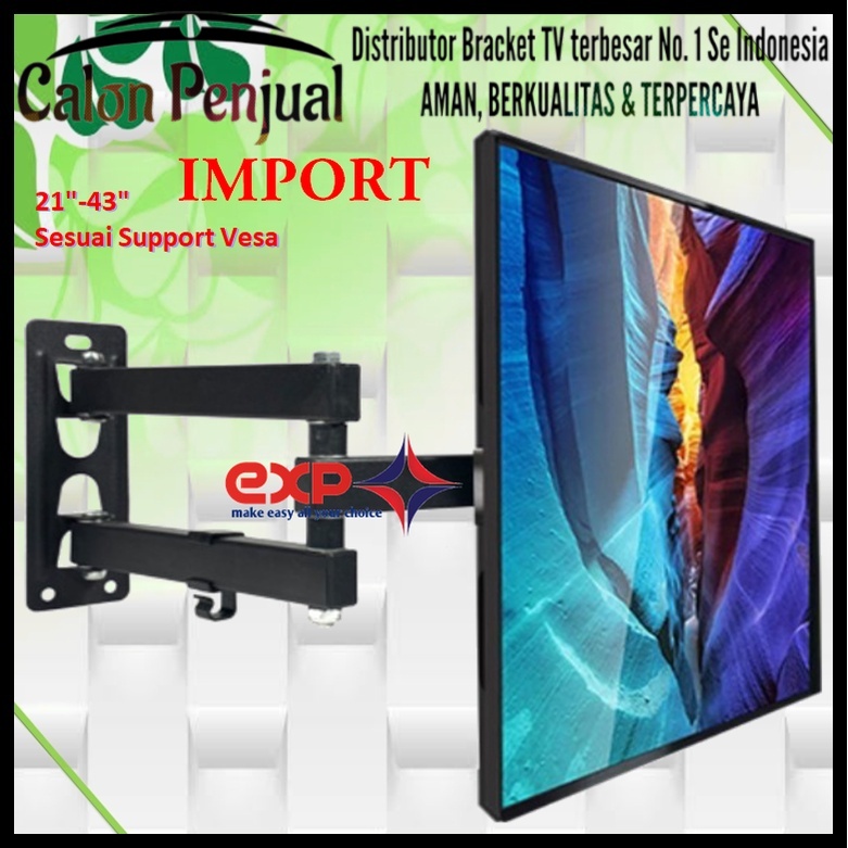 Bracket TV SONY 14 s/d 43 inch 6 ARAH FULL BESI SUPER KOKOH GARANSI 100% ORI