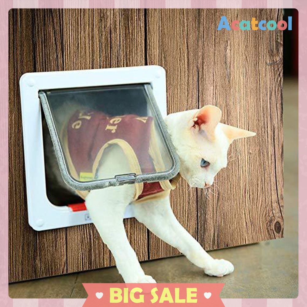 Dog Cat Flap Door with 4 Way Security Lock for Kitten Small Pet Door Gate