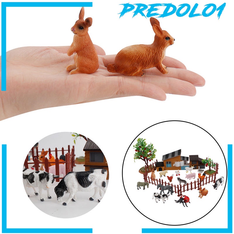 (Predolo1) 21pcs / Set Mainan Figurin Binatang Peternakan Realistis Untuk Anak