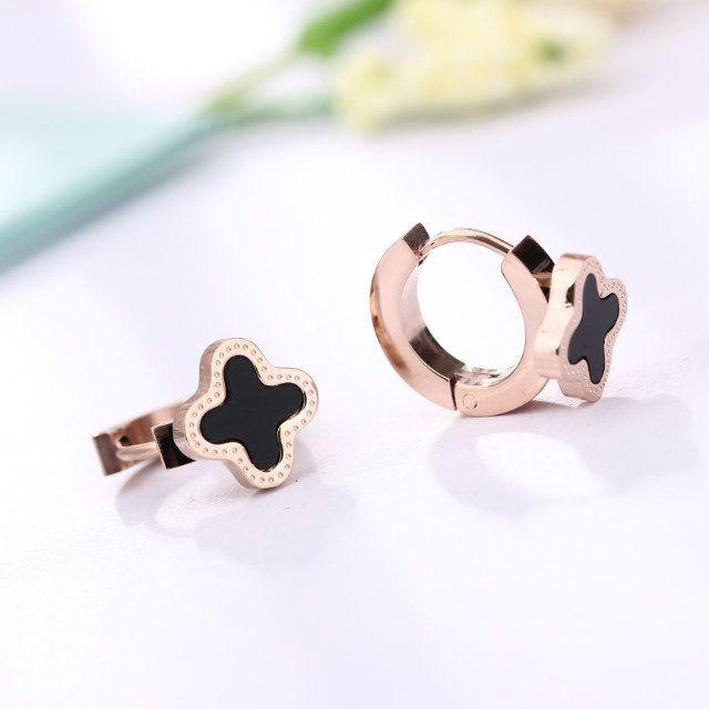 Anting Titanium Asli Jepit Permata Zircon Fashion Korea Stylish Anti Karat & Alergi MYG-238-F Rosegold