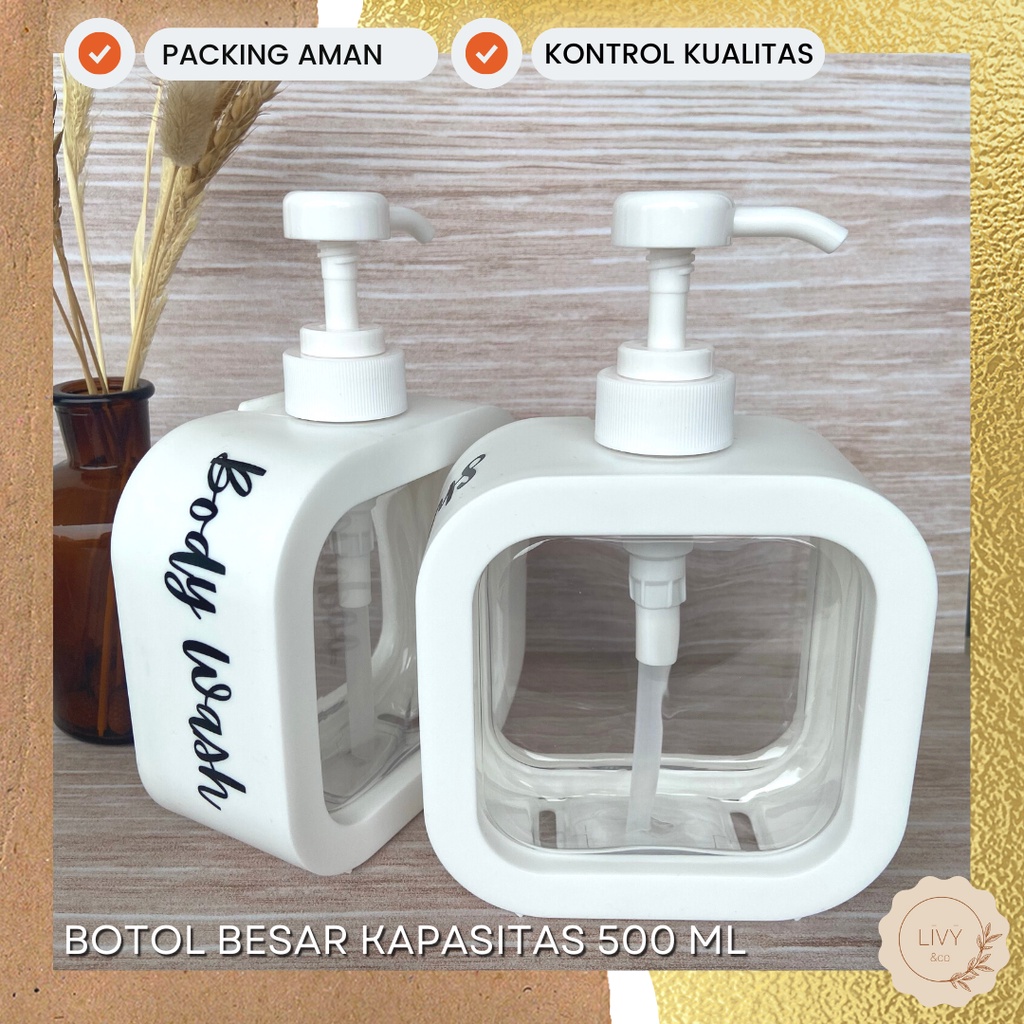 Botol Sabun Cair Pump 500 ML Botol Sabun Cair Aesthetic Botol Isi Ulang Sabun Cair Botol Sabun Mandi