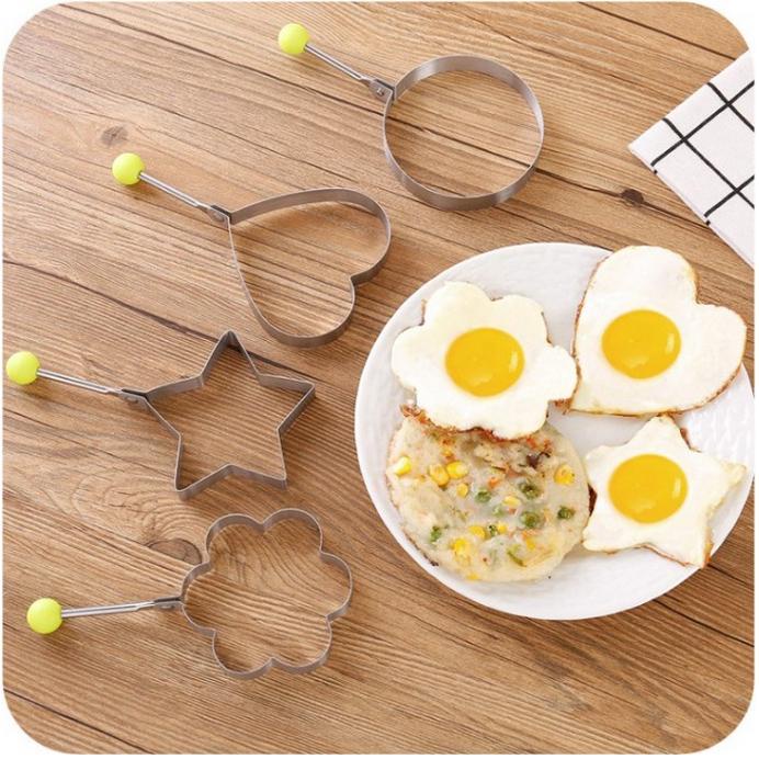 ONLYONE12 Cetakan Telur Karakter Bulat, Love, Bunga, Bintang / Cetakan Telor Ceplok Mata Sapi Dadar Stainless Anti Gagal Anti Karat