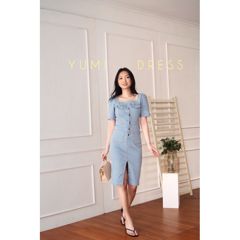 YUMI DRESS - DRESS DENIM PREMIUM WANITA