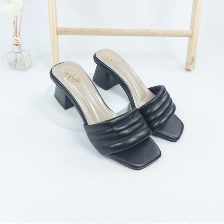 Sandal Selop Heels Wanita Hak 5cm Simple NESANH - HALIMA