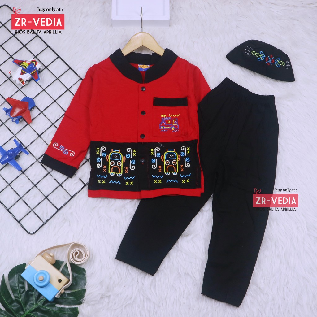 Baju Koko Kurta uk 1-8 tahun / Setelan Muslim Anak Laki Laki PREMIUM BORDIR Bayi Balita Polos Turki