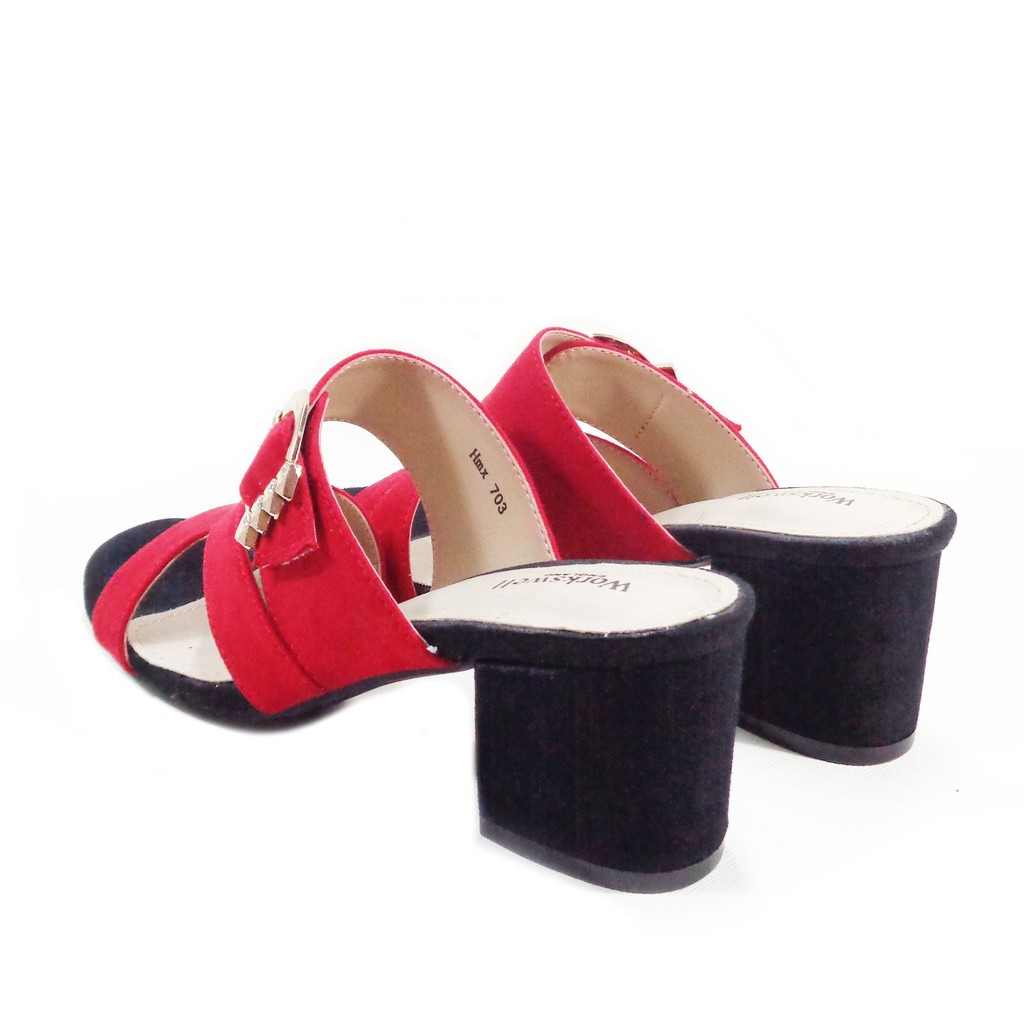 Workswell Sandal Heels Wanita Warna Merah Aksesoris Kode 303R