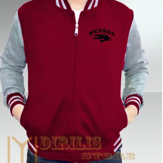 ➢ Jaket Varsity Baseball Pria / Wanita Nevada Text Hitam /Sweater /Bomber / Hoodie / Jaket ➣