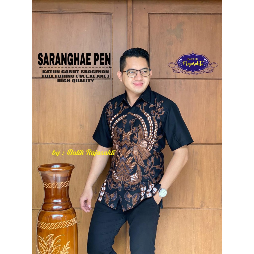 SARANGHAE RAJASAKTI KEMEJA BATIK SOLO PRIA LENGAN PENDEK LAPIS FURING ATASAN BATIK PREMIUM MODERN KATUN HALUS BAHUWIRYA  BANAMITRA BANAMITRA PUTIH BANGSAWAN BAYU PUTRA BERLIAN BIRU BHARATAYUDA BIMASENA BIRENDRA BIRU INDAH BRAHMAKERTA BRAHMAKERTA MERAH BUD