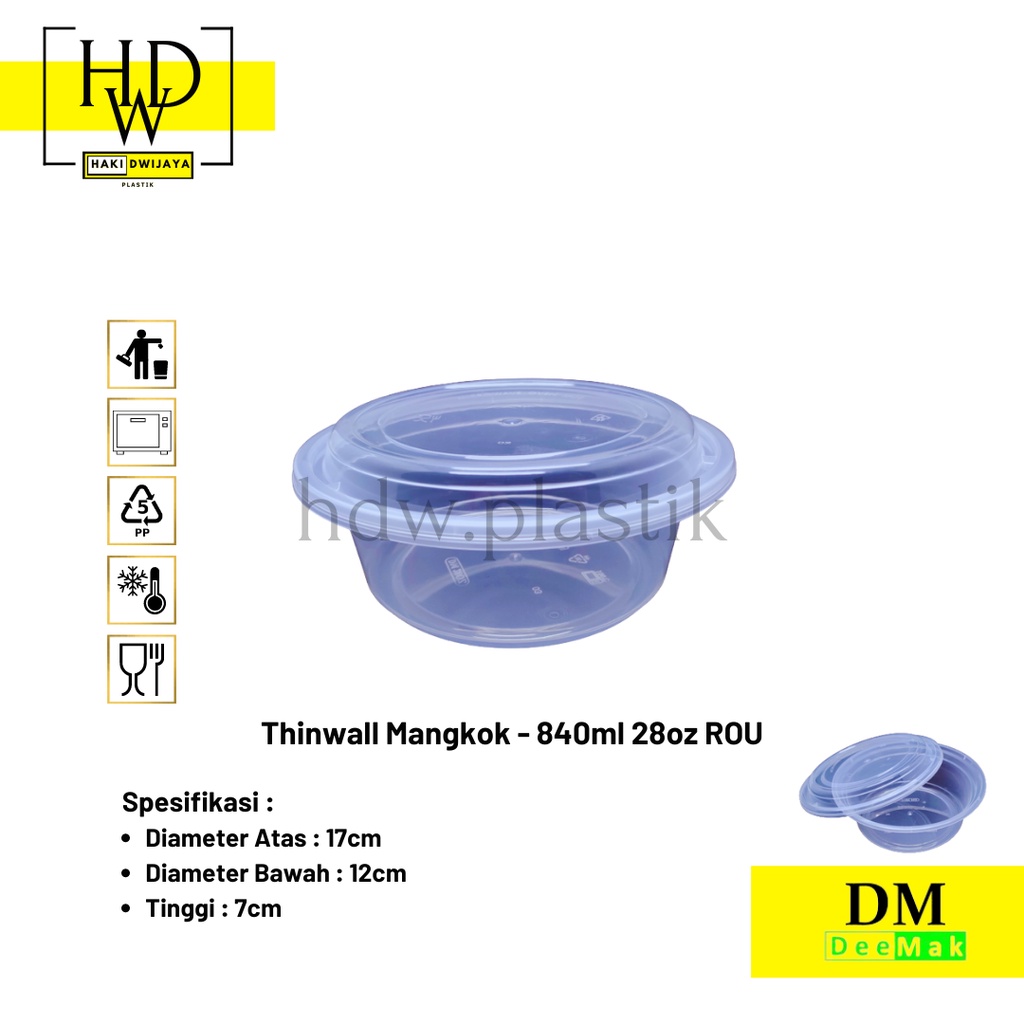 DM Thinwall Food Container / Tepak Makan / Kotak Makan 840ml 28oz ROU mangkok