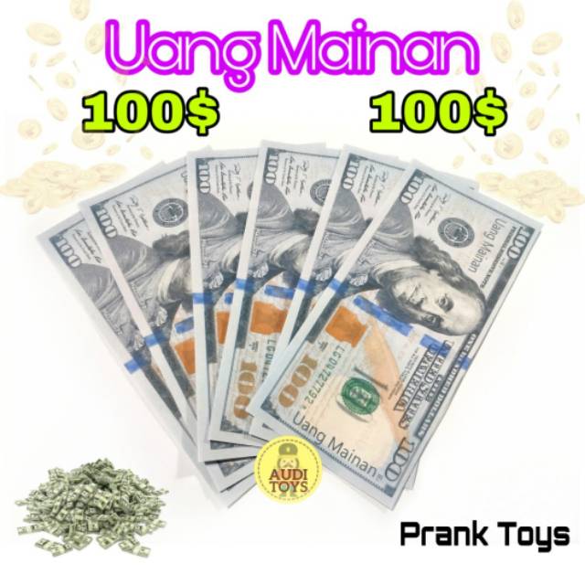 Prank Toys Uang Replika Dollar America Mainan  100USD Duit 