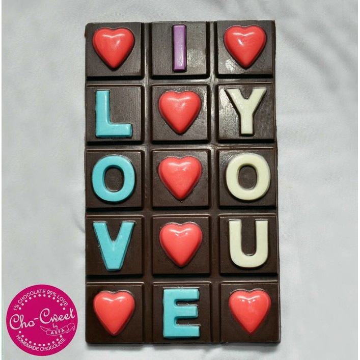 

Cho Cweet Coklat Valentine ILYBAR Tulisan I Love You Ukuran Ukuran 18.5 cm x 10 cm