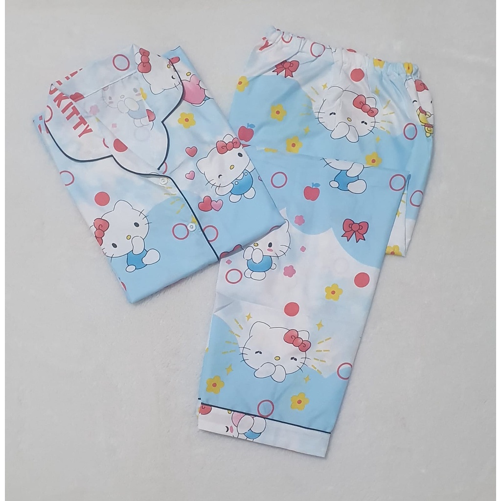 PUSAT PIYAMA / BAJU TIDUR WANITA MOTIF HELLO KITTY / PIYAMA WANITA MOTIF HELLO KITTY / PIYAMA MURAH