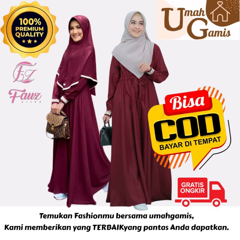 Gamis Salma Dress satu Set By Fauz Hijab Syari Murah Original Fauz Hijab Gamis Muslimah Cantik