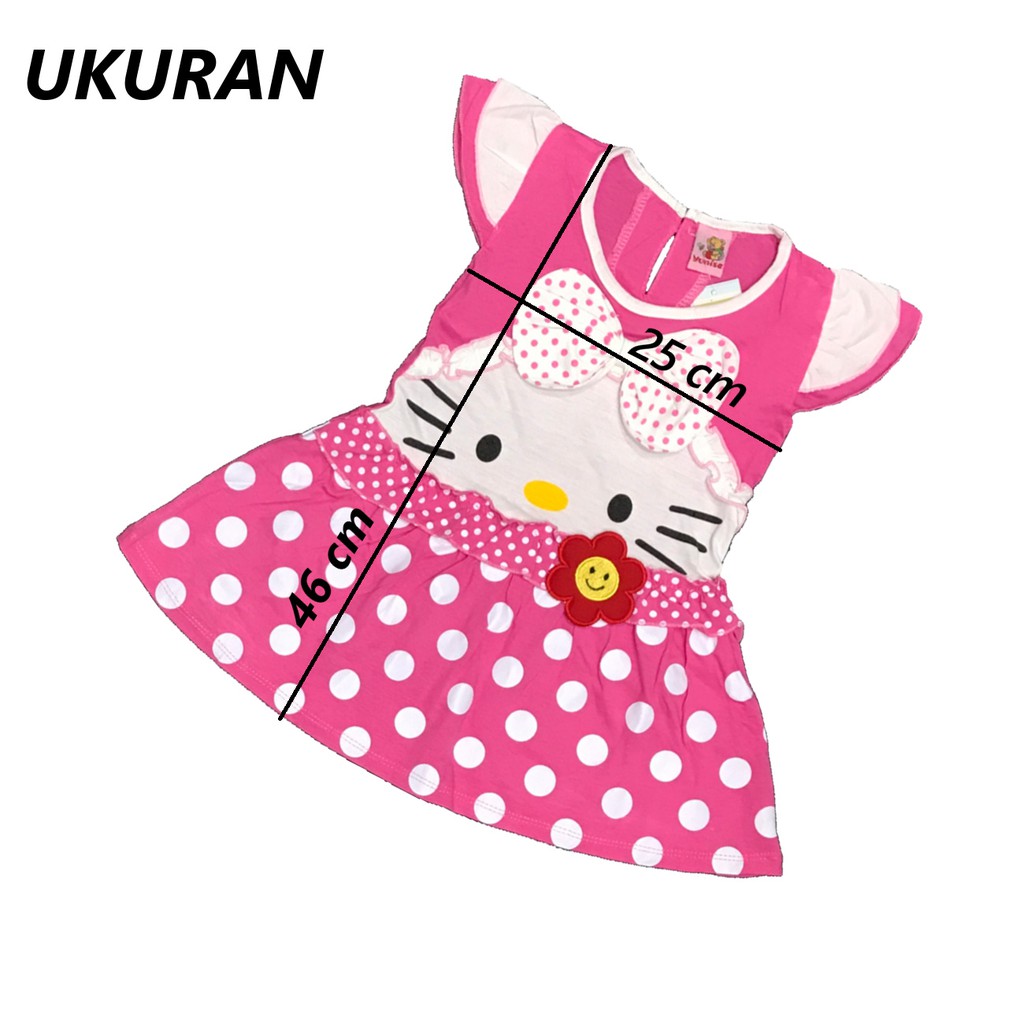 BAYIe - Setelan Baju Dress Anak/Bayi Perempuan motif KITTY PITA YUNISA/Pakaian anak cewek 1-2 tahun