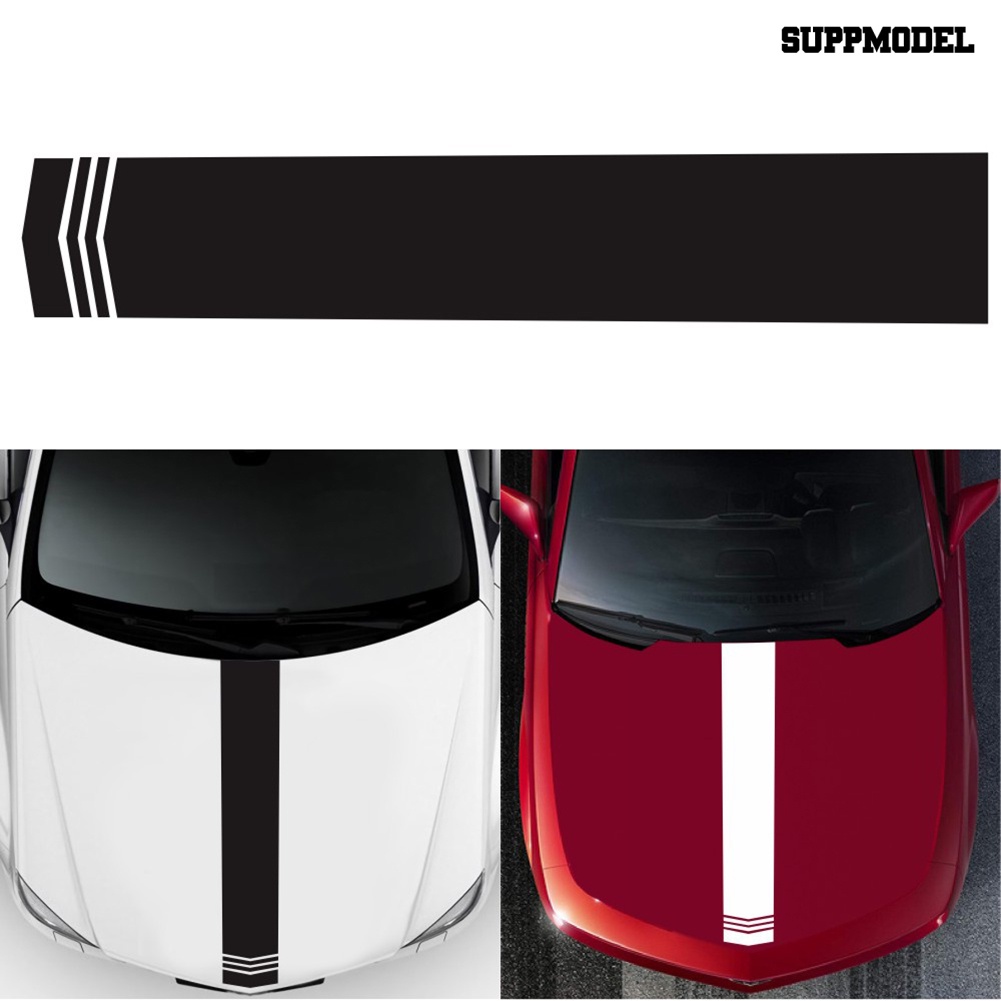 D-1041 Stiker Decal Motif Garis Sporty Untuk Kap Mesin Mobil Universal