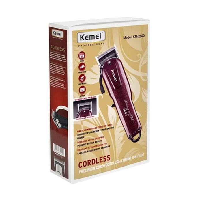 Kemei KM-2600 Cordless Electric Hair Clipper Alat Cukur Rambut KM2600 Original