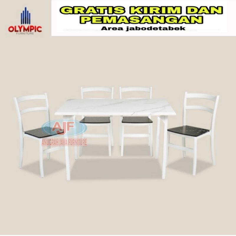 Olympic meja makan / dinner table 4 kursi DTM MARBLE