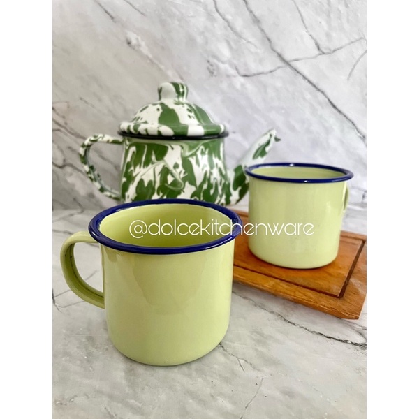 Set Teko Cebol 12 cm dan 2 pcs Cangkir Seng Polos Jadul