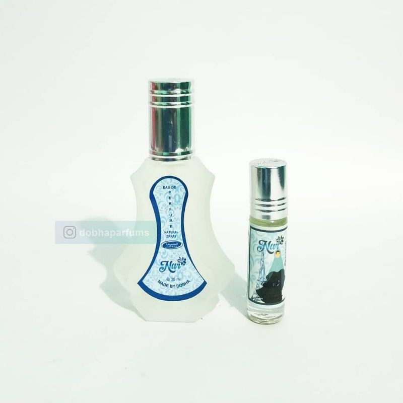 paket parfum dobha spray 35 ml dan roll on 6ml aroma KASTURI original