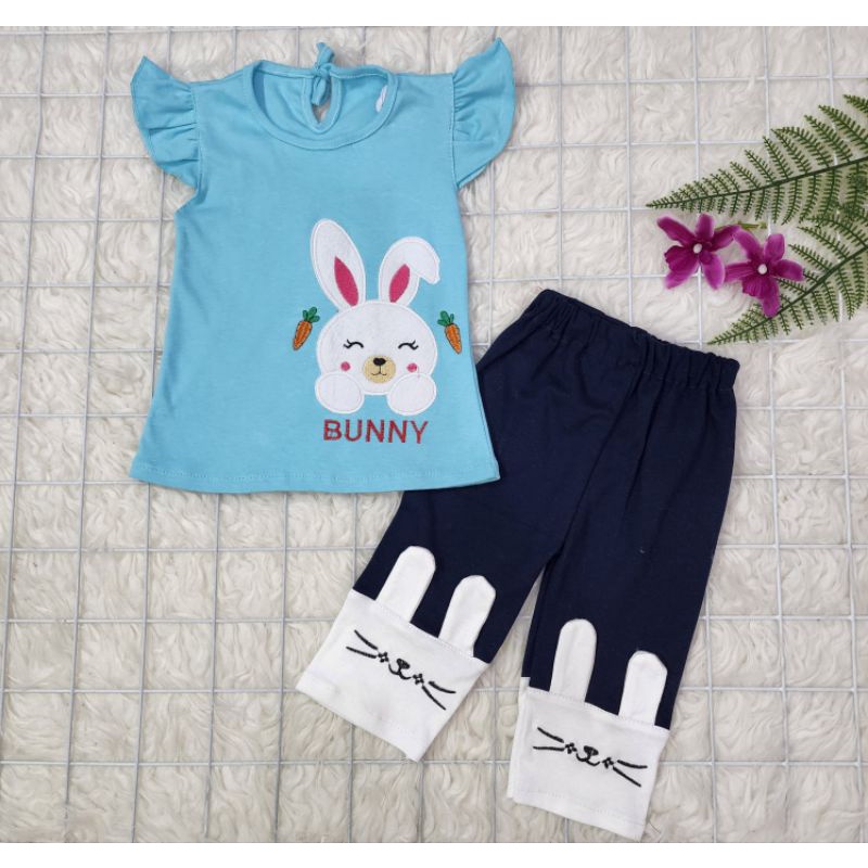 baju bayi perempuan stelan celana bunny baby girl