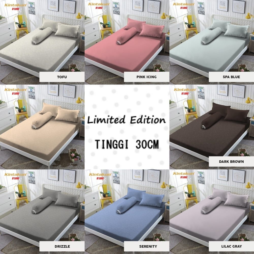 Kintakun Dluxe - Sprei Queen T30 (160x200) Tinggi 30 Limited Edition Polos Korea ButterCream Lilac G
