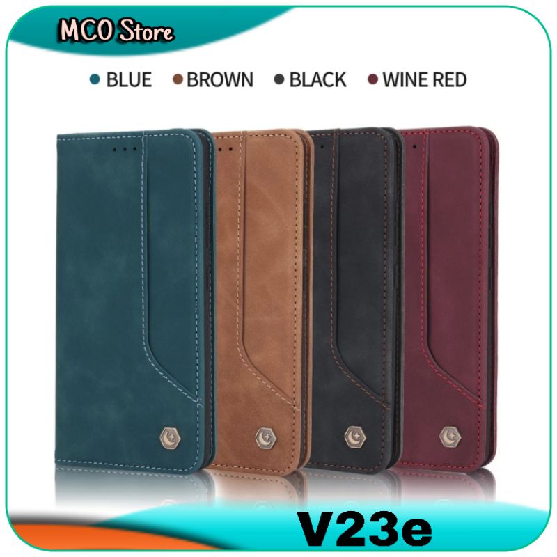 Casing Vivo V23e V 23e Magnetic Flip Leather Case Cover