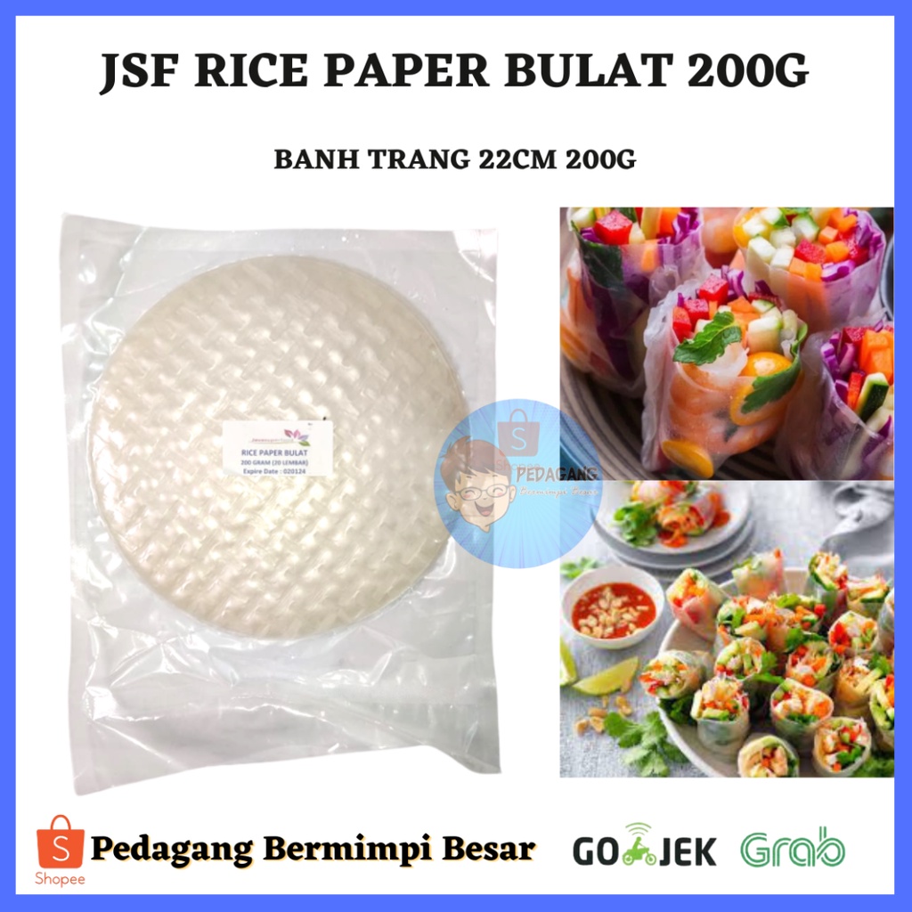 Jual Jsf Rice Paper Bulat 200g Isi 20sheet Banh Trang Rice Paper 20