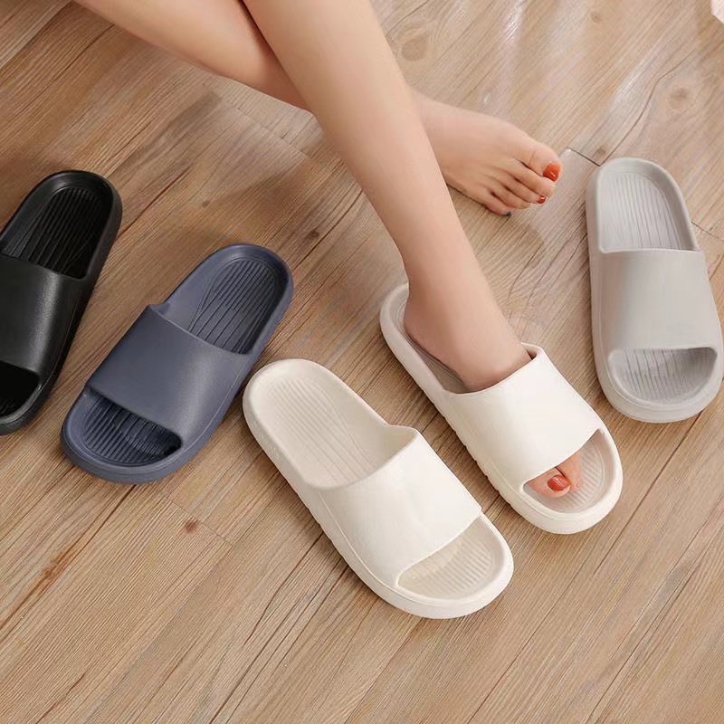 Sandal Slip On Polos Korean Style Murah Empuk Wanita Anti Selip Anti Air Bahan EVA Karet