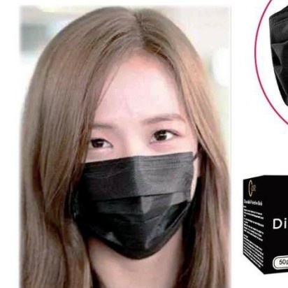 MASKER hitam 3PLY ISI 50 TEBAL TALI KUAT