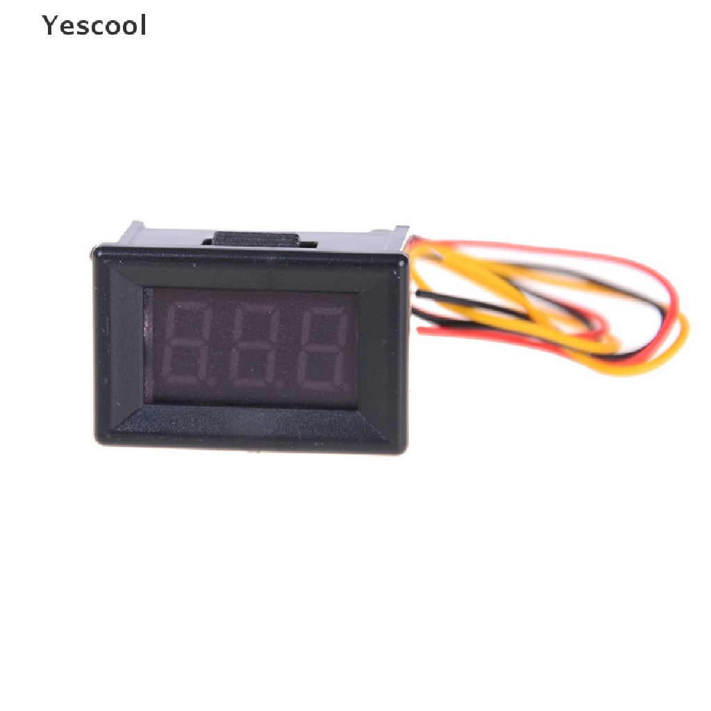 Yescool Voltmeter Digital LED Mini DC 0-100V Dengan 3 Kabel