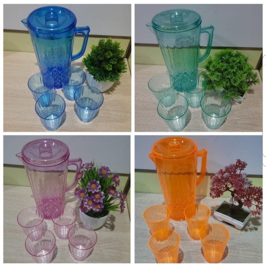 TEKO CRYSTAL 5 PCS TEKO 4 GELAS AKRILIK