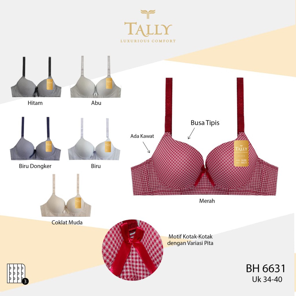 Bh Bra Tally 6631 (Cup B-C) Motif | Bra Pakai Busa Pakai Kawat |fjc