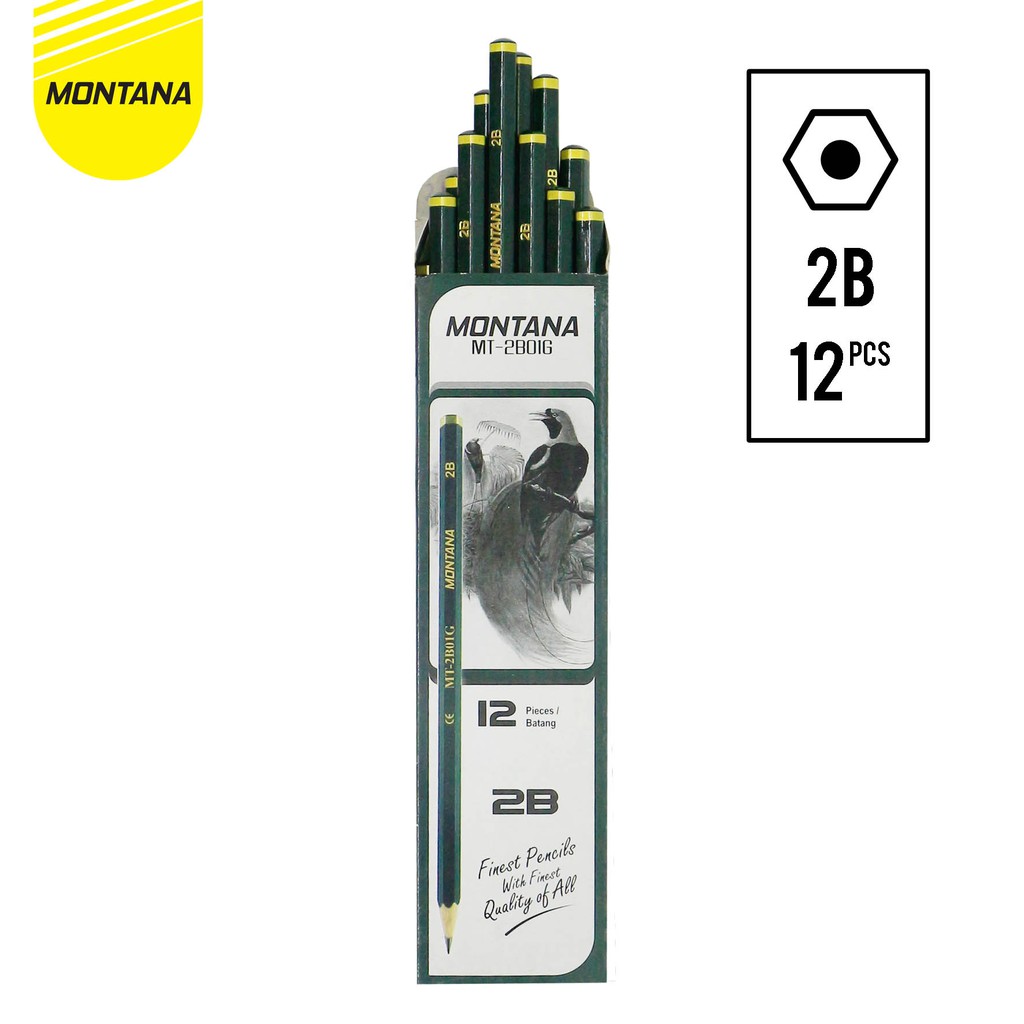 

MONTANA Pensil 2B Pencil Hexagonal Grip Alat Tulis Sekolah MT2B01-G/Retail