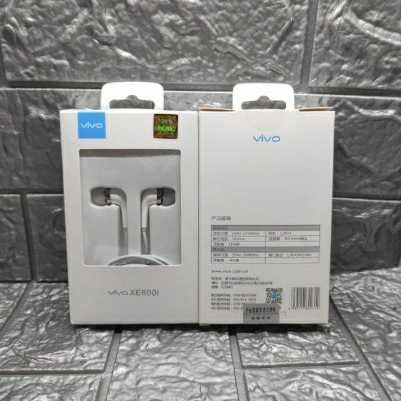 [XE 600I] Headset vivo original bass stereo Earphone vivo Y20 Y30 Y50