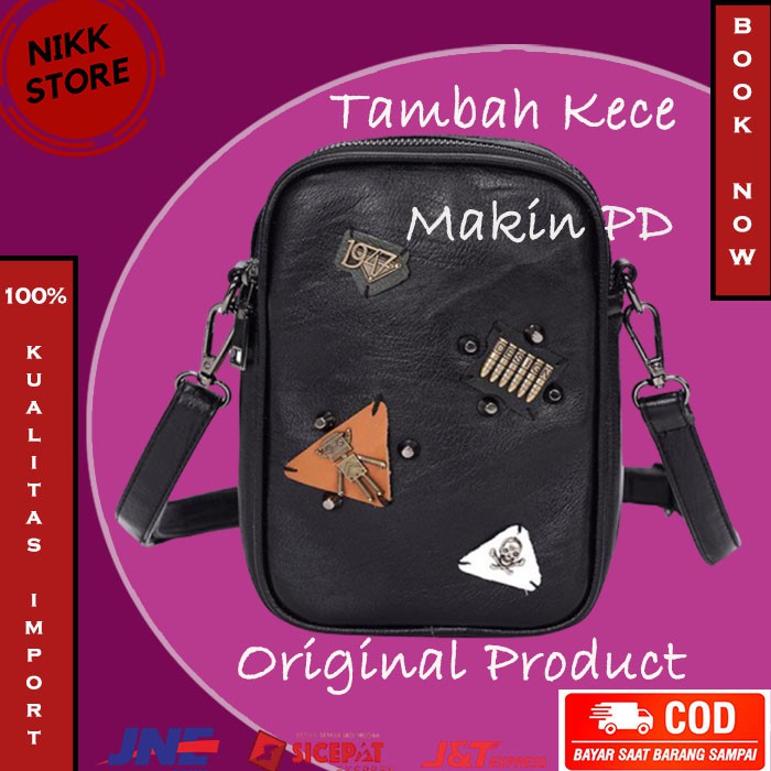 Tas Selempang Kecil Pria Kulit Sport Slempang Cowok Mini Sling Bag hp Original Import Unisex AB443