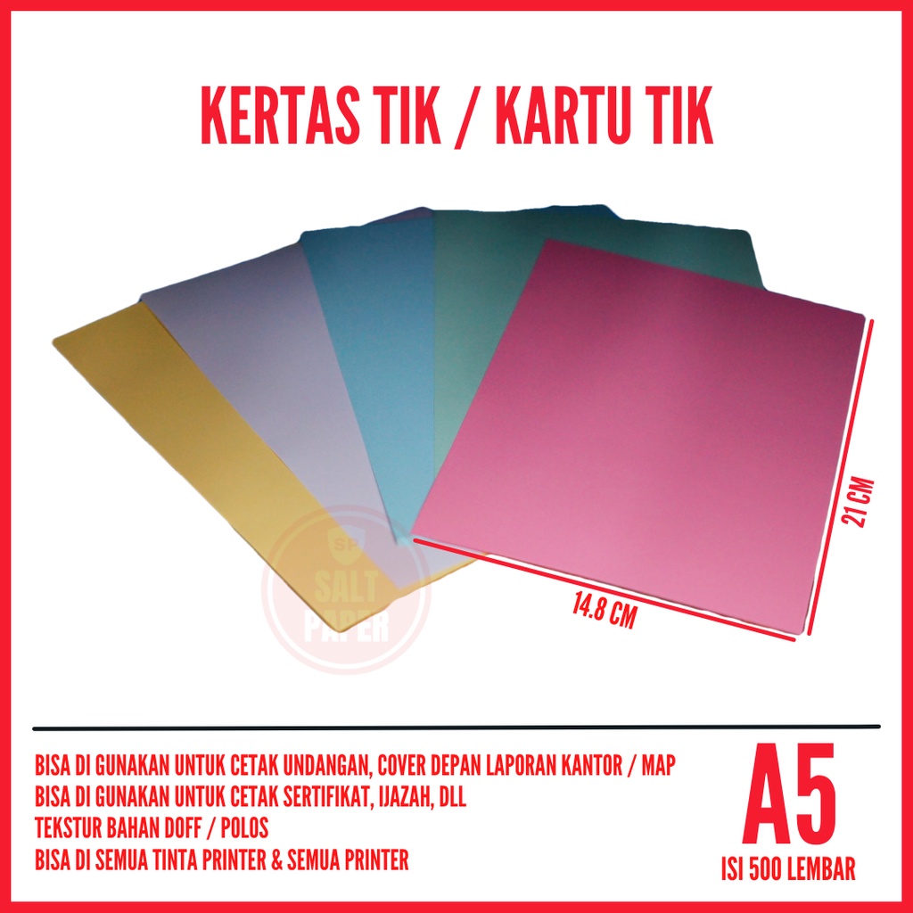 

Karton TIK A5 isi 500 lembar / Kertas TIK A5