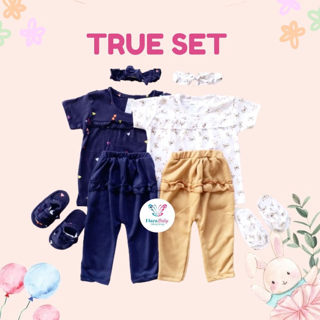 Plazababyku MX TRUE SET SANDAL setelan bayi motif bunga yang lucu free headband + sandal PART5