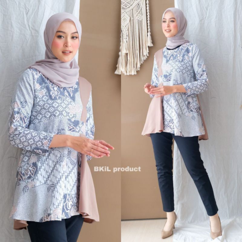 Atasan Batik Wanita PPBTK07 Modern Batik murah Cassual Atasanbatik Wanitabatik /Atasanwanita...-Simply mocca